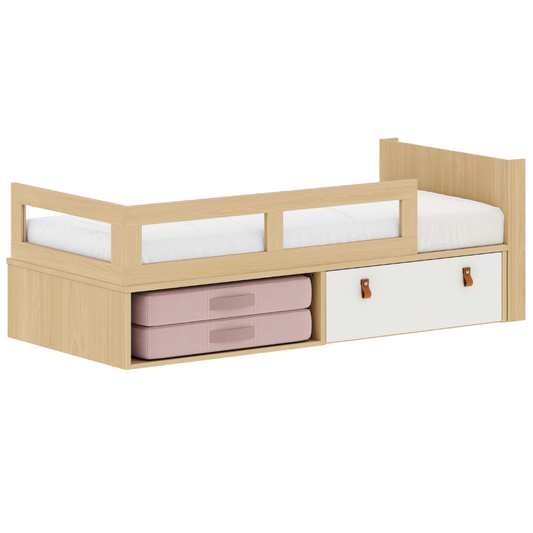 Cama com Gaveta Proteção Lateral e Cabeceira porta Livros Linha Join