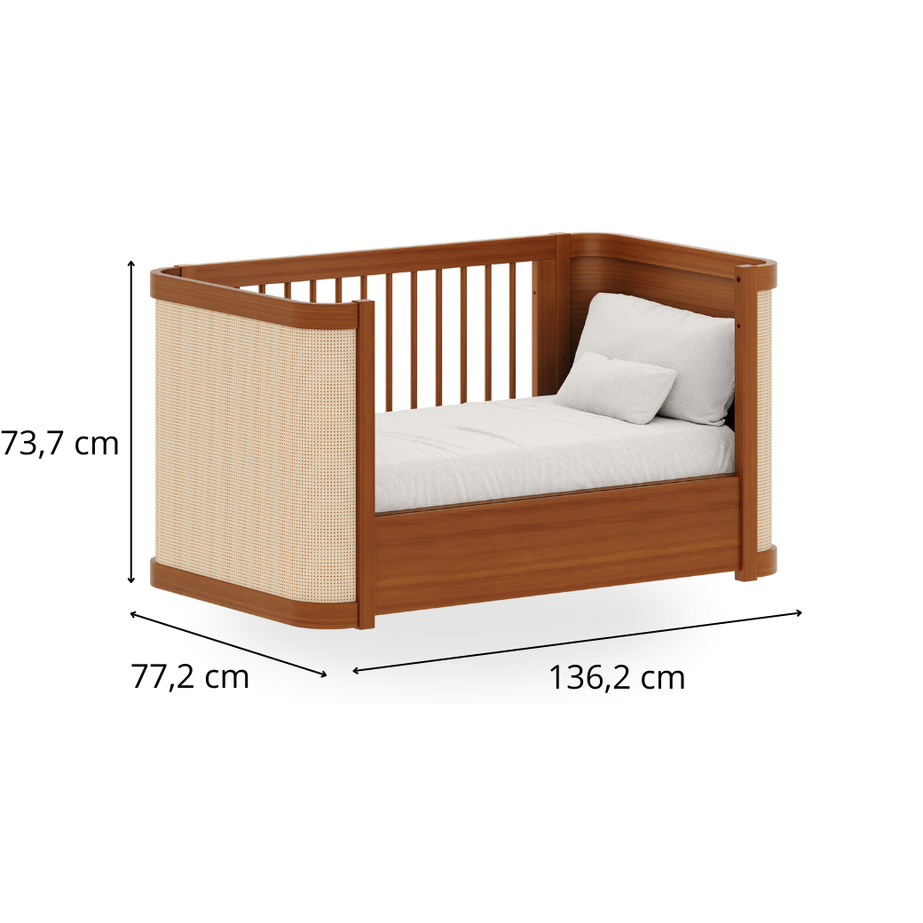 Berço e Cômoda 120cm Paglia Nogueira | Madeira Maciça