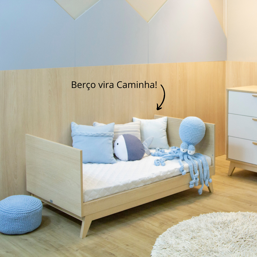 Berço com Colchão Vira Mini Cama Linha Petit