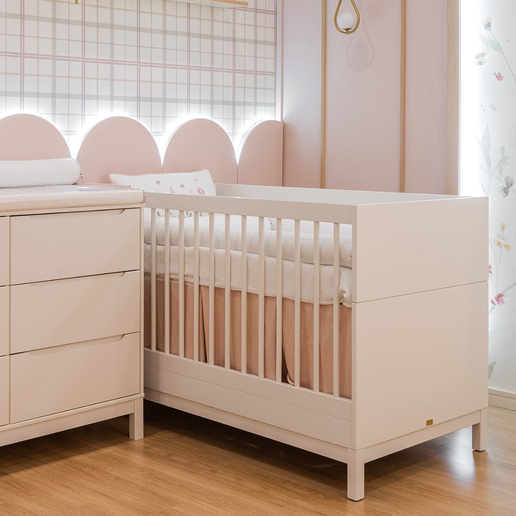 Berço Americano 2 em 1 Cozy Branco Fosco | Vira Mini Cama