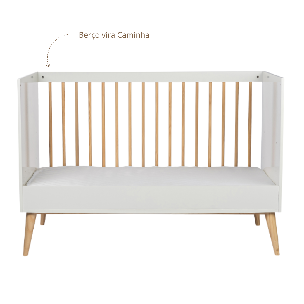Berço com Colchão Vira Cama Linha Retrô
