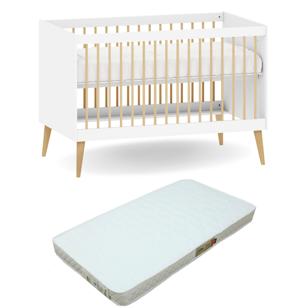 Berço com Colchão Vira Cama Linha Retrô