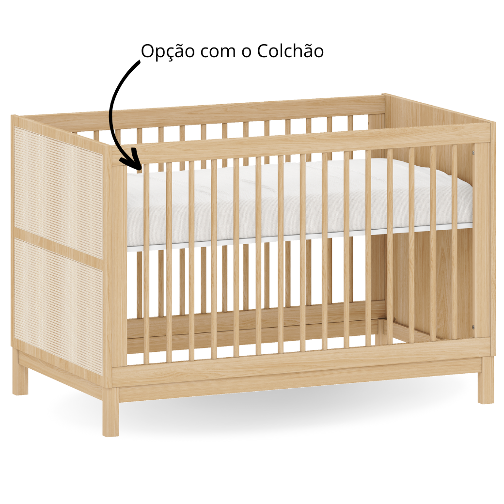 Berço para Bebê com Palinha 2 em 1 Linha Indy Carvalho Malva