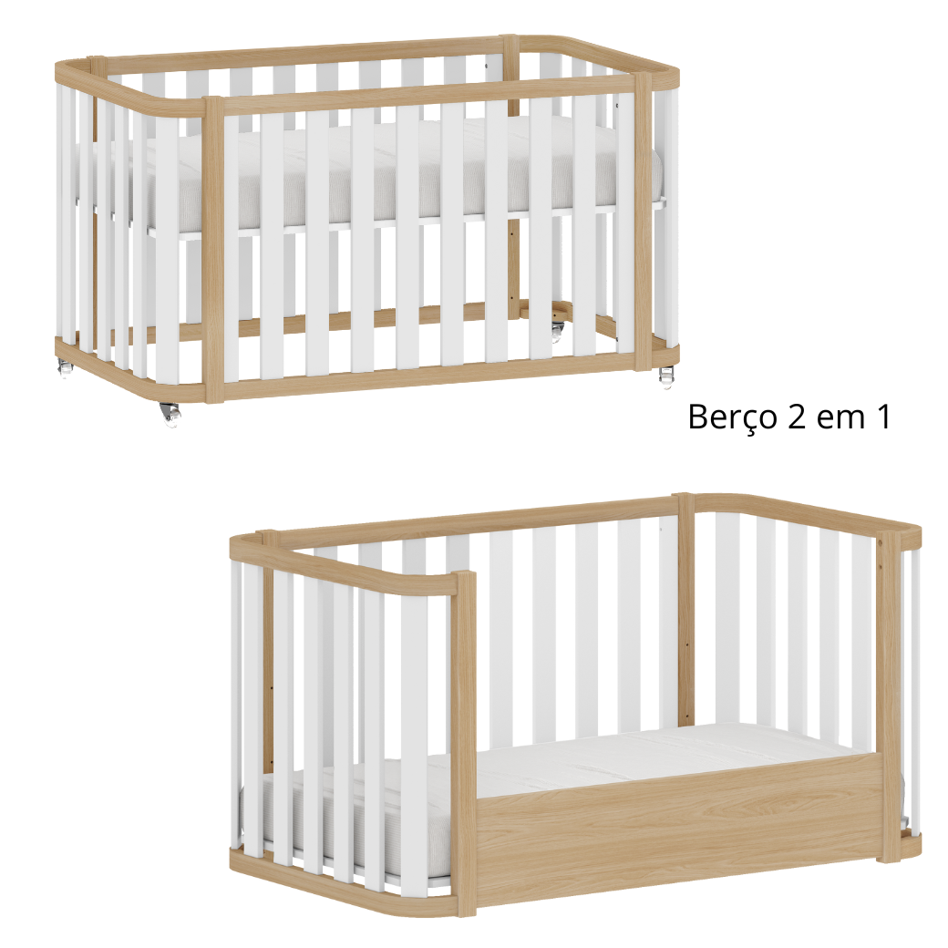 berço com a transformação em mini cama quater