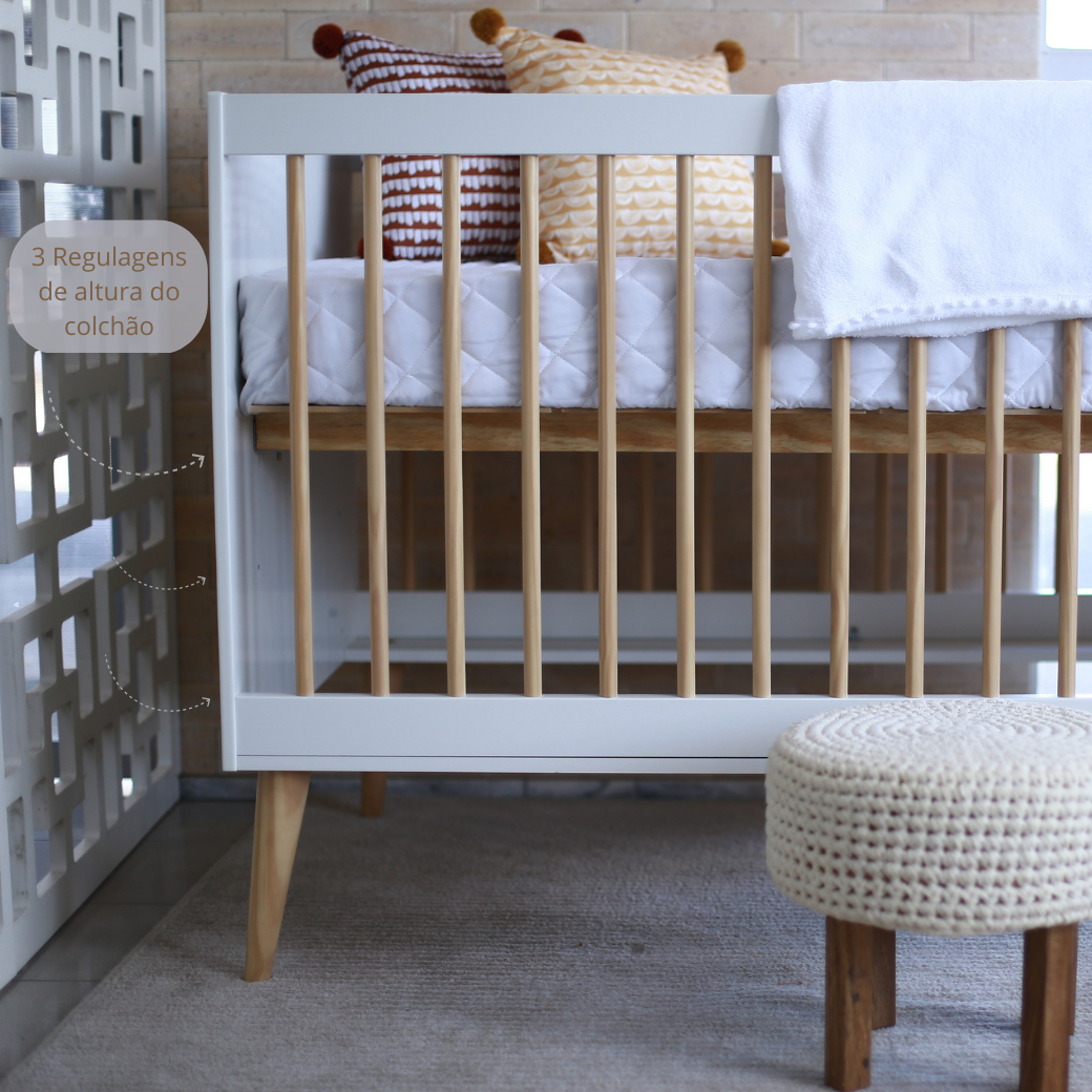 Berço com Colchão Vira Cama Linha Retrô