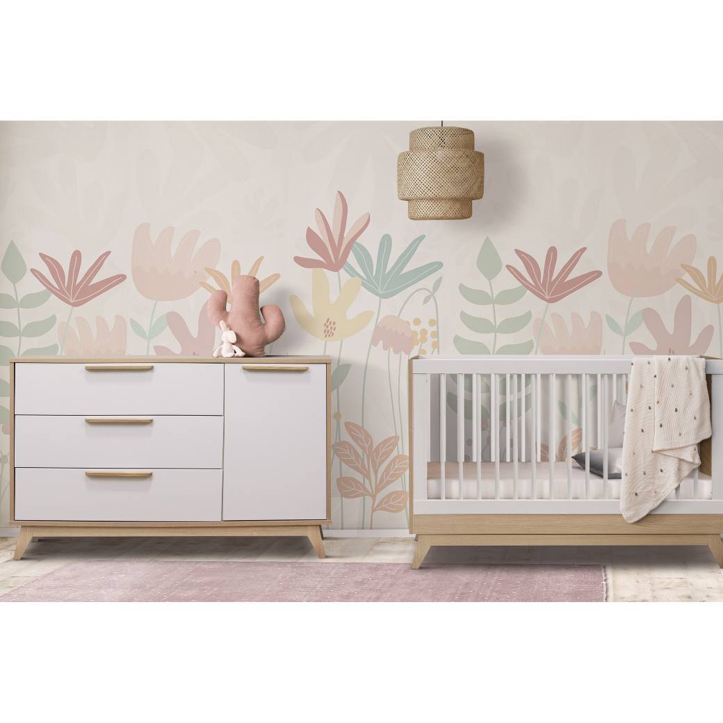 Berço Americano e Cômoda com porta Infantil Petit
