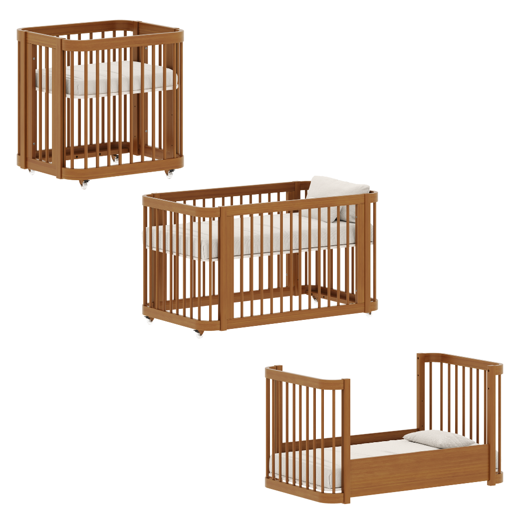 Berço Evolutivo de Madeira cor Nogueira Linha Cromo
