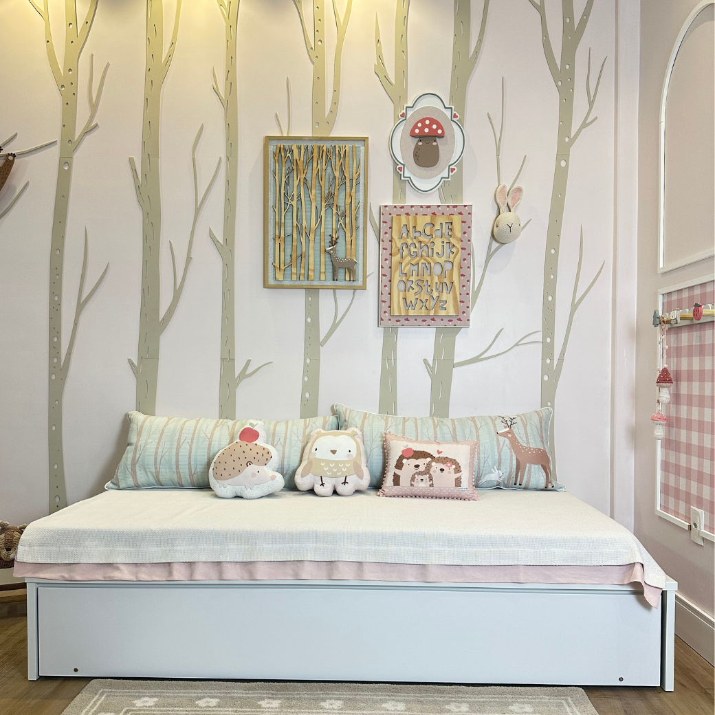 Cama com Cama Auxiliar Branca Linha Join em MDF