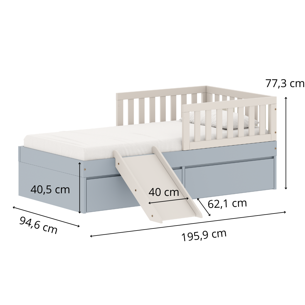 Cama Montessoriana com Escorregador e Gavetas Play/Arcos