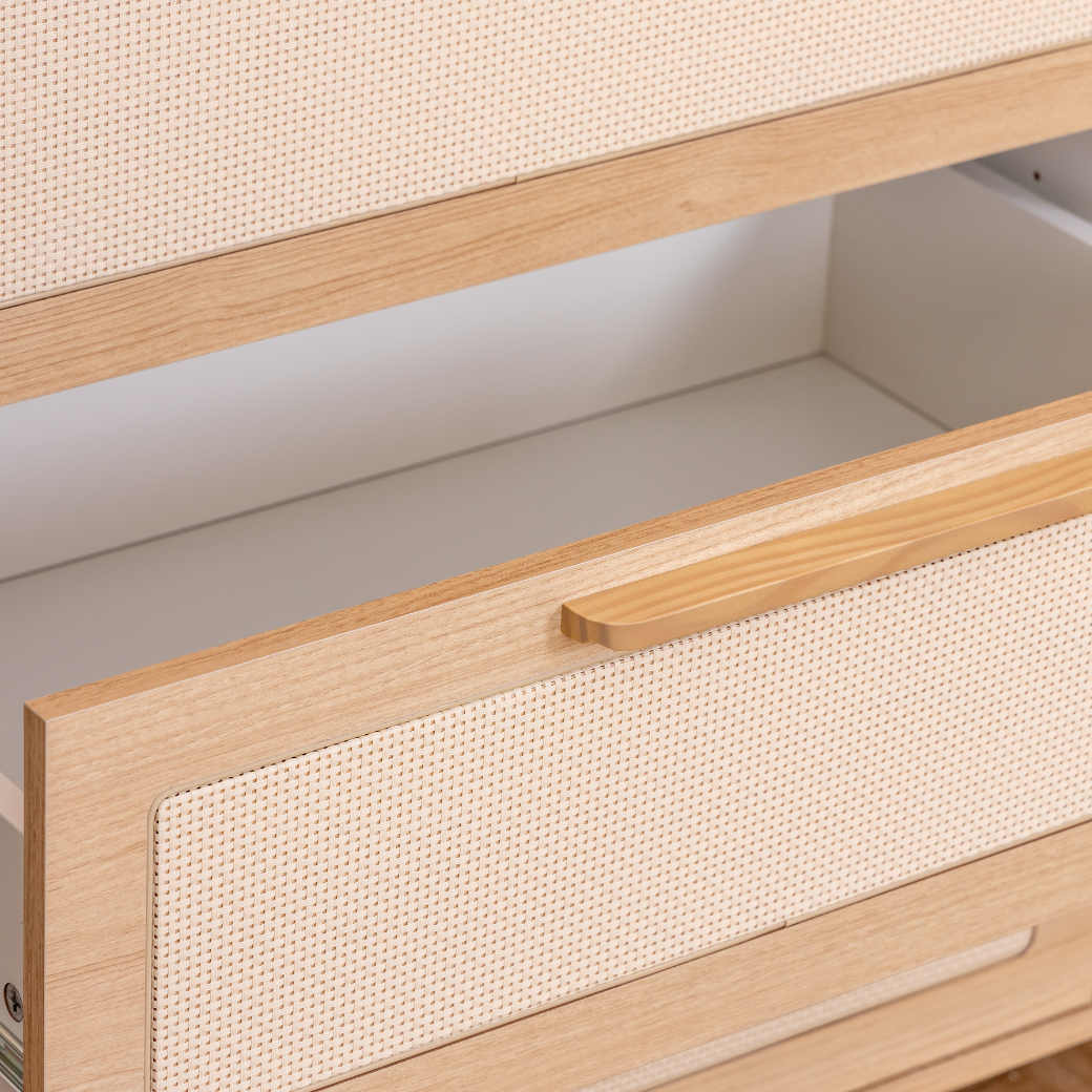 Cômoda de MDF com Detalhes em Rattan e Madeira – Linha Premium Paglia Pro
