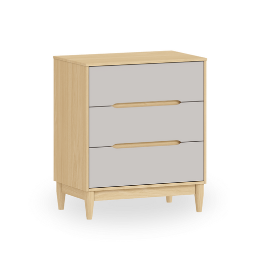 Cômoda Infantil 3 Gavetas Tomi Cinza com Carvalho Malva em MDF 15 mm