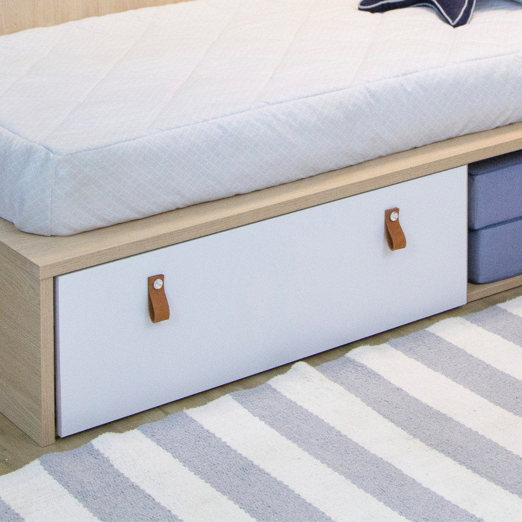 Cama Infantil com gaveta espaço para futton e Cabeceira porta Livros Linha Join