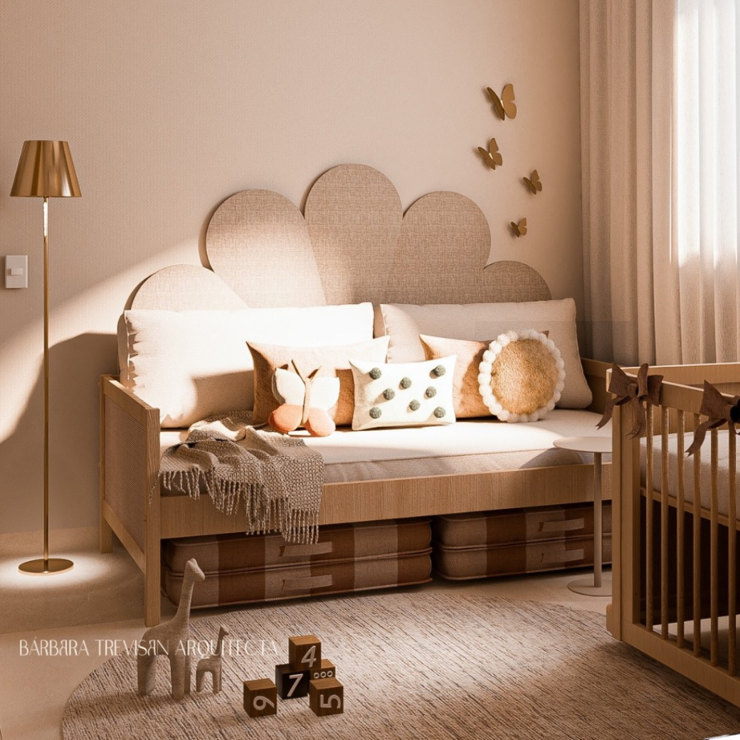 Com acabamento elegante e estilo atemporal, a Cama Paglia transforma o quarto infantil em um espaço leve, moderno e cheio de personalidade.