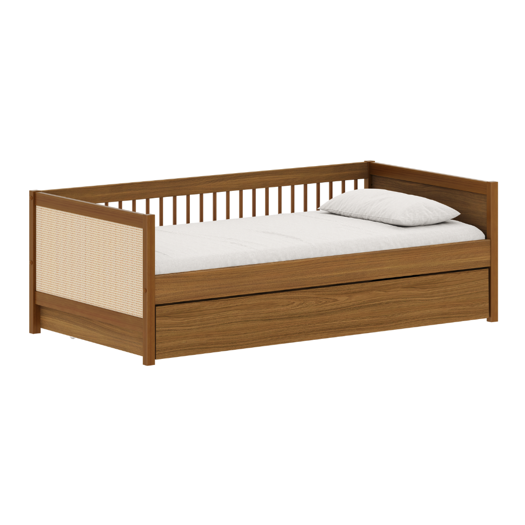 Cama Paglia Nogueira com Palhinha Natural e Cama Auxiliar