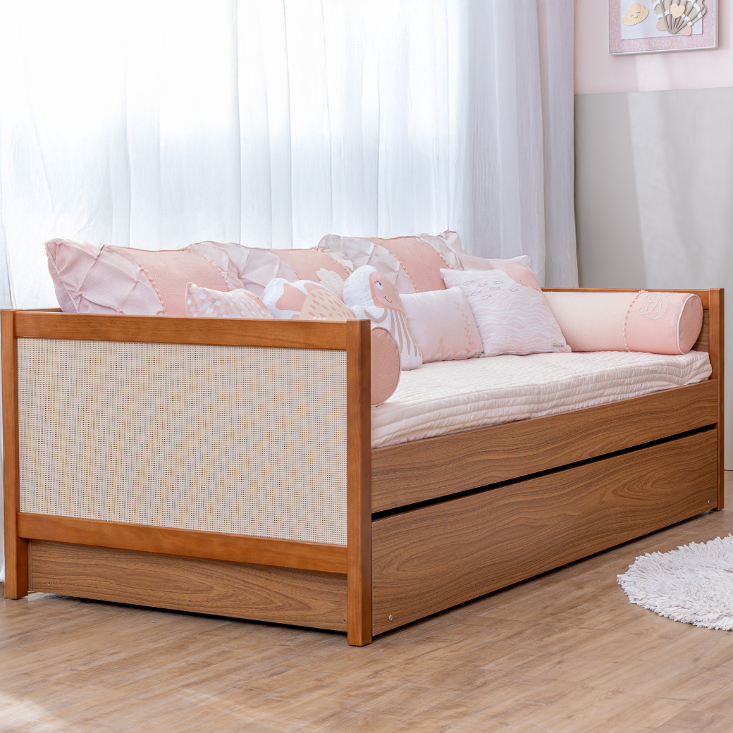 Cama Paglia Nogueira com Palhinha Natural e Cama Auxiliar