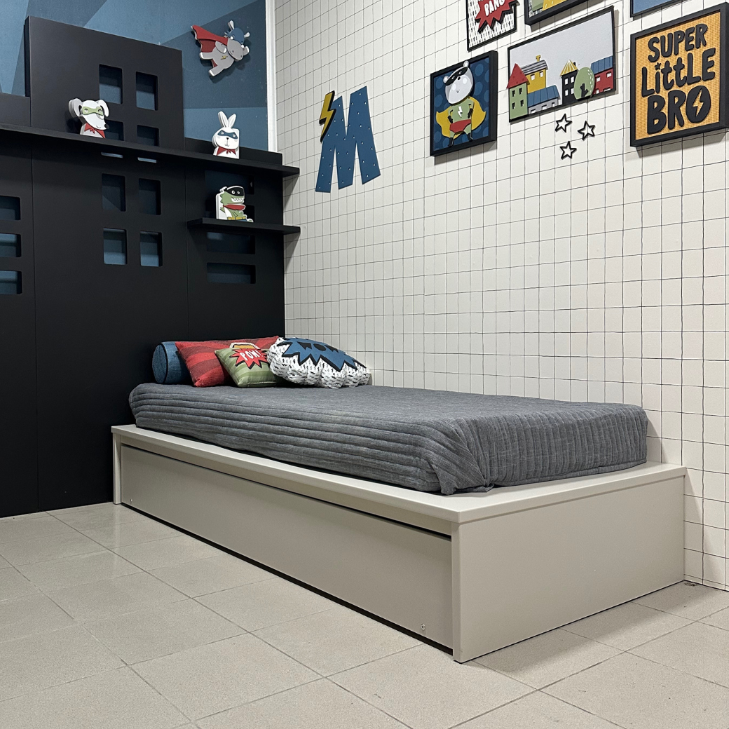 Bicama Infantil em MDF Areia + 1 Colchão de Brinde