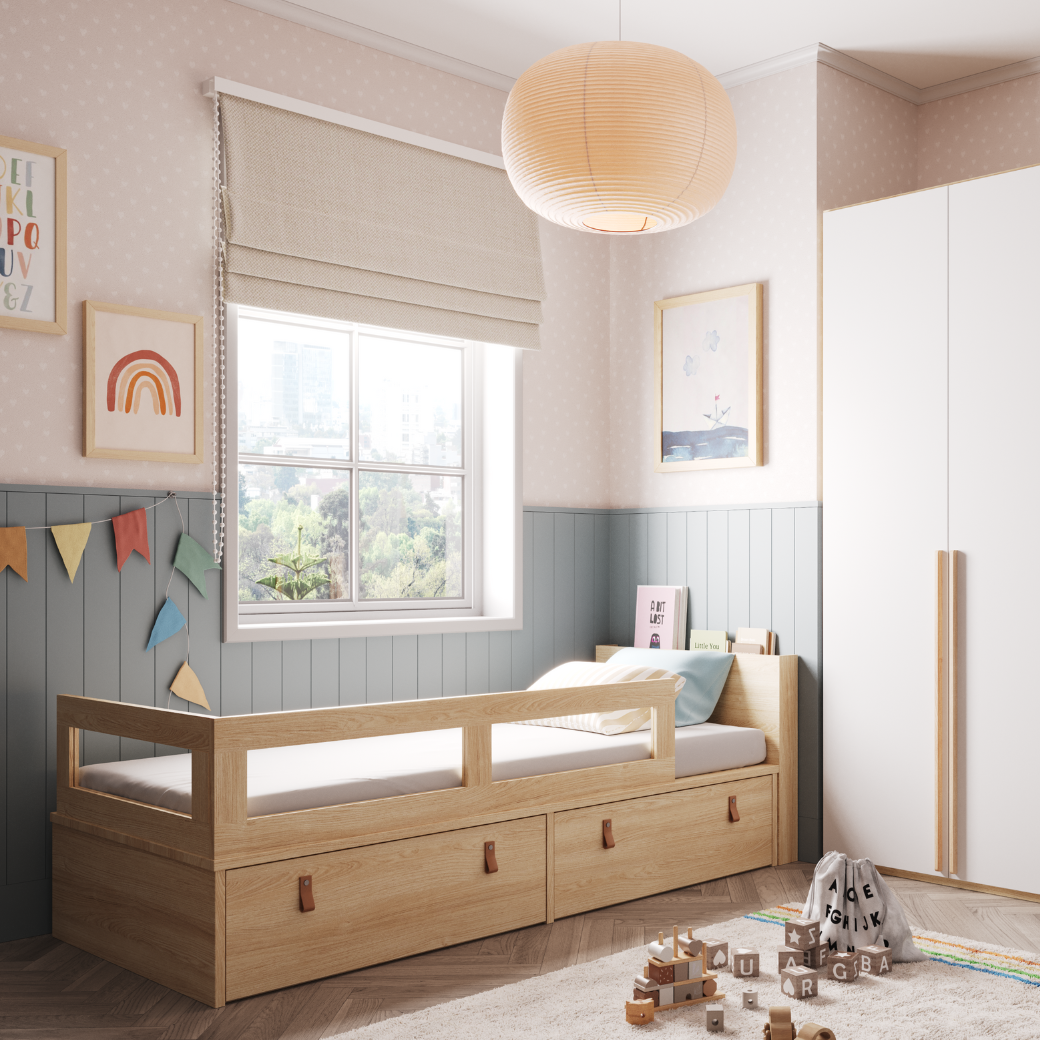 Cama com Gavetas Acompanha Cabeceira e Barras de Proteção Linha Join