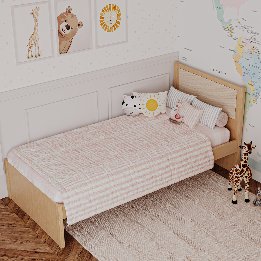 Cama Infantil Solteiro com Detalhe em Palha Linha Indy
