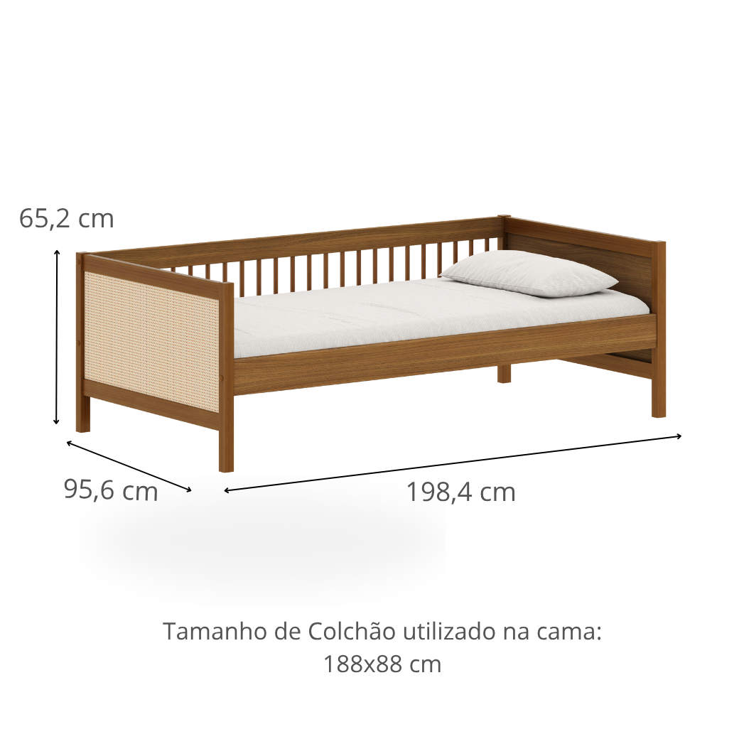 Cama Paglia Nogueira com Palhinha Natural
