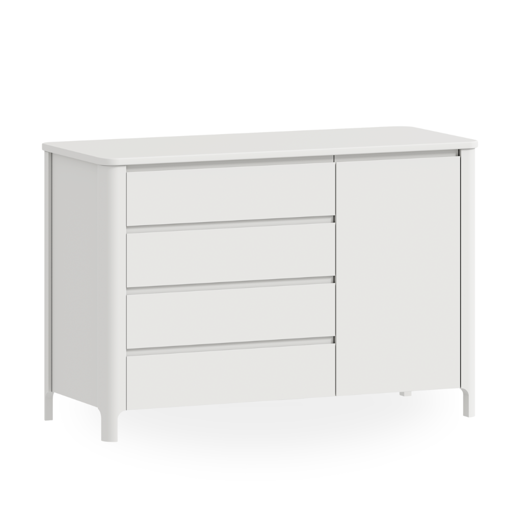 Conjunto Berço 2 em 1 Loop + Cômoda Bloom 4 Gavetas com Porta - Branco Fosco