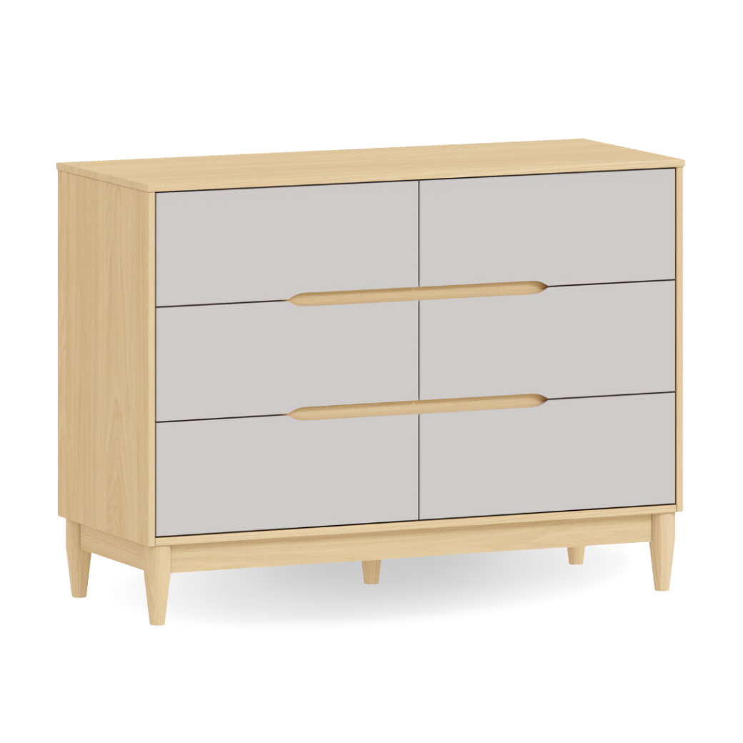 Cômoda 6 Gavetas Cinza Fosco com Carvalho Malva – Design Minimalista