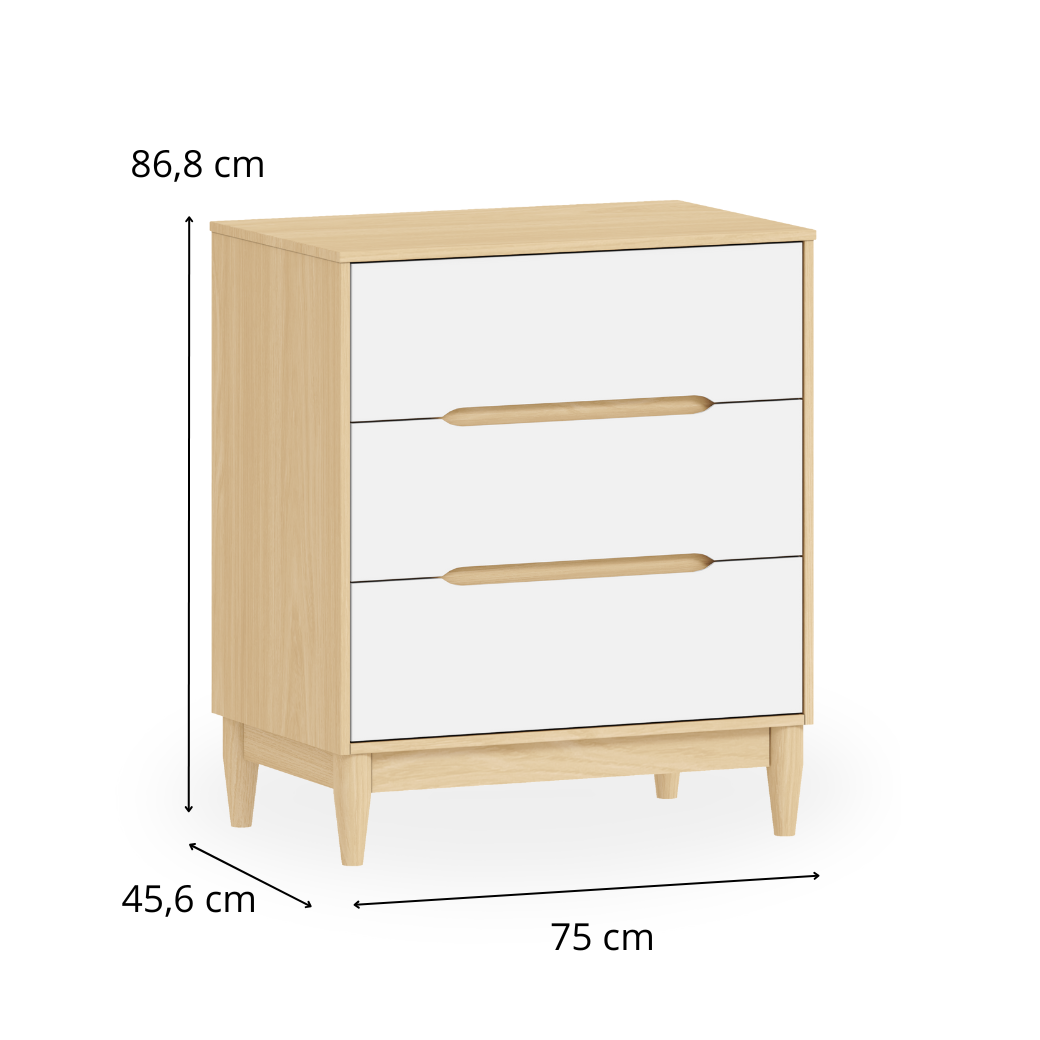 Cômoda Infantil com 3 Gavetas Linha Tomi Quater
