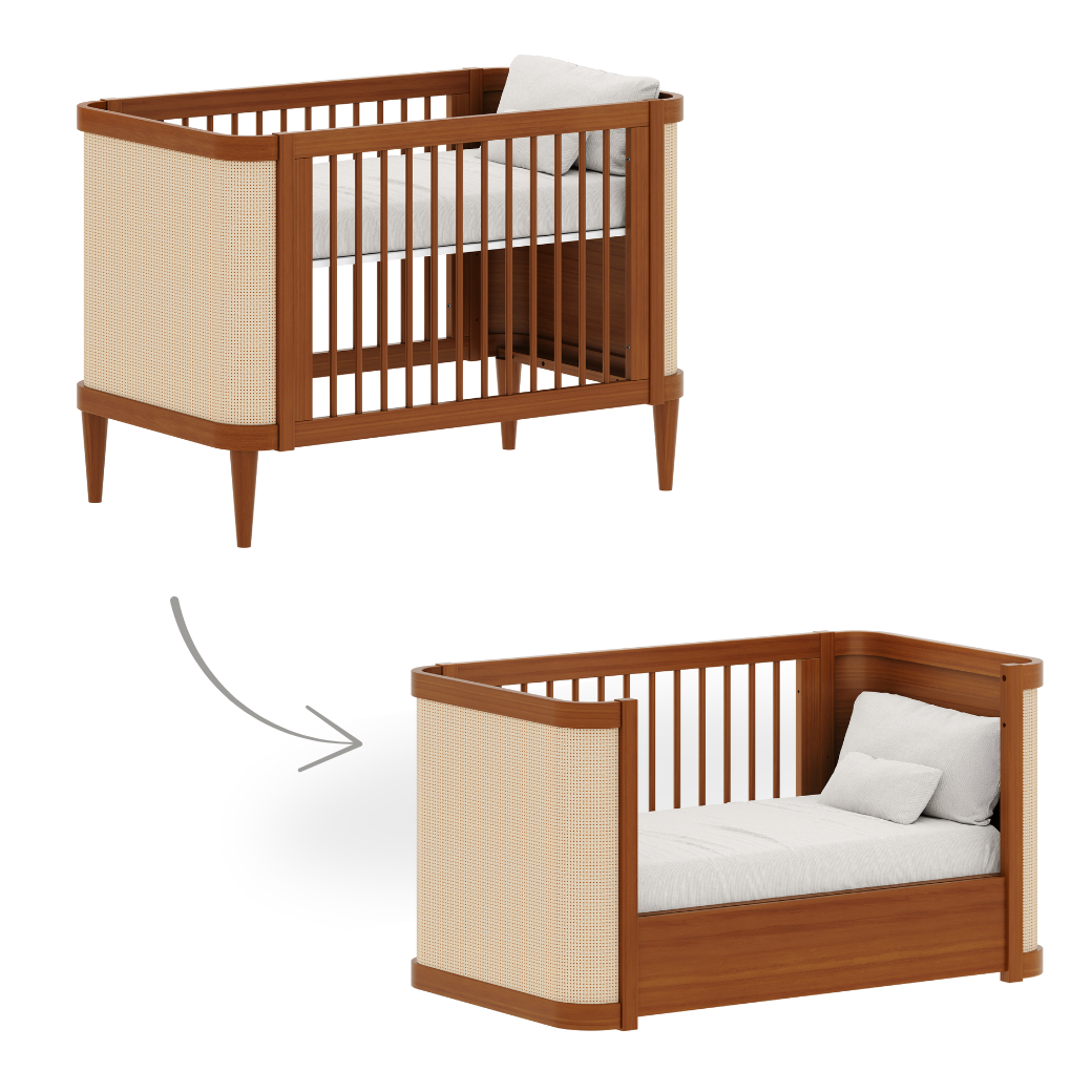 Modelo 2 em 1, berço e mini cama.