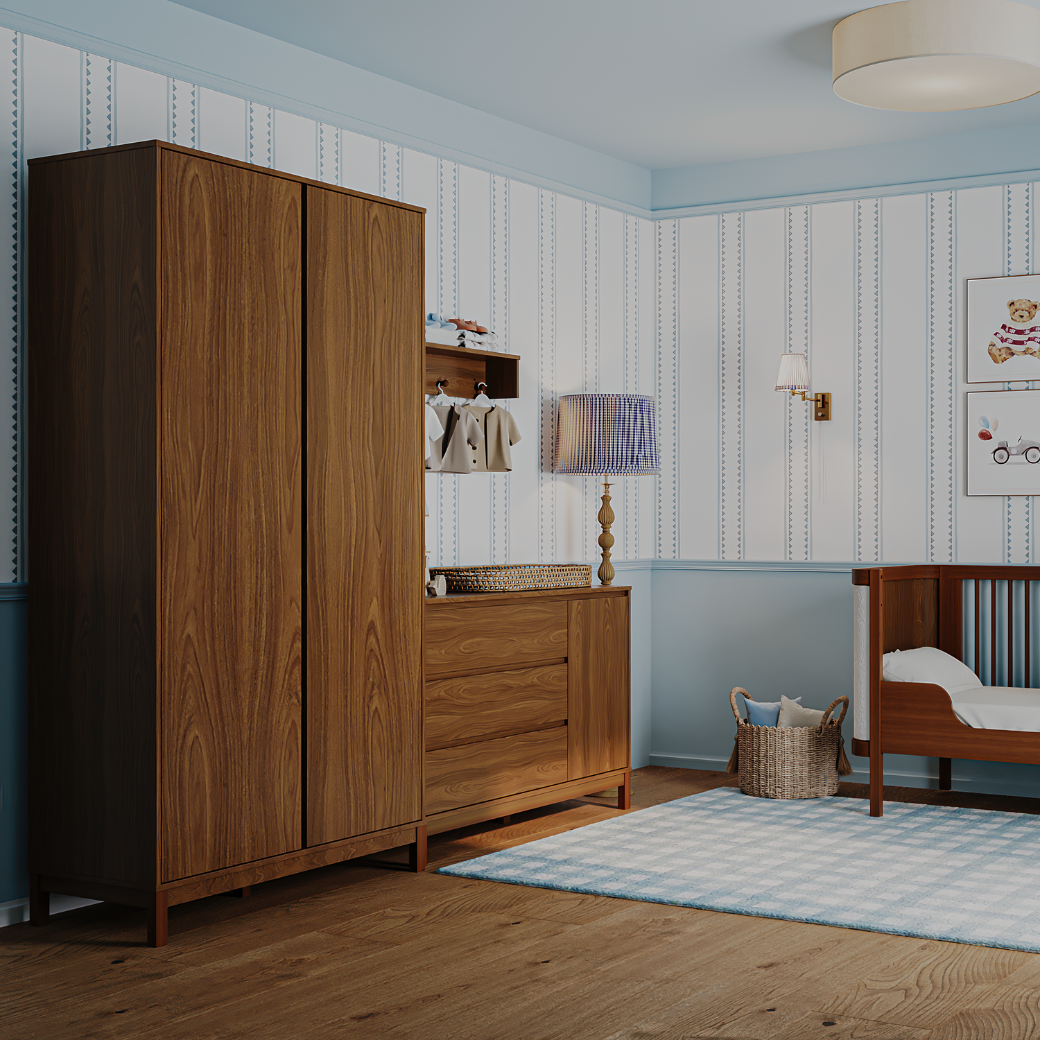 Guarda Roupa 2 Portas em MDF Louro Freijó com Nogueira Linha Soley