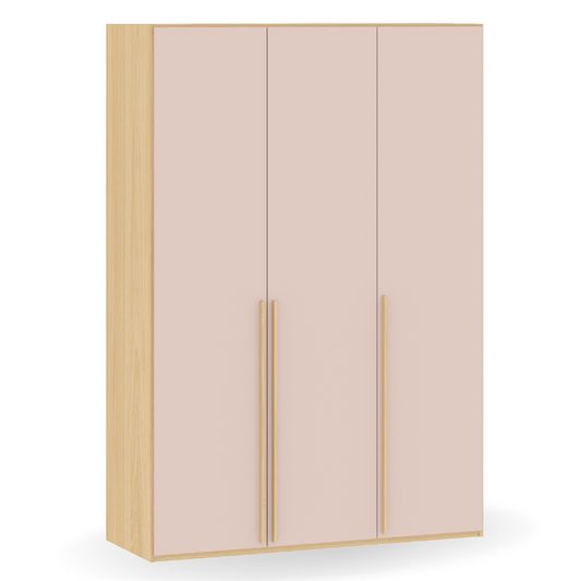Guarda Roupa 3 Portas Rosa com Carvalho Malva Linha Join
