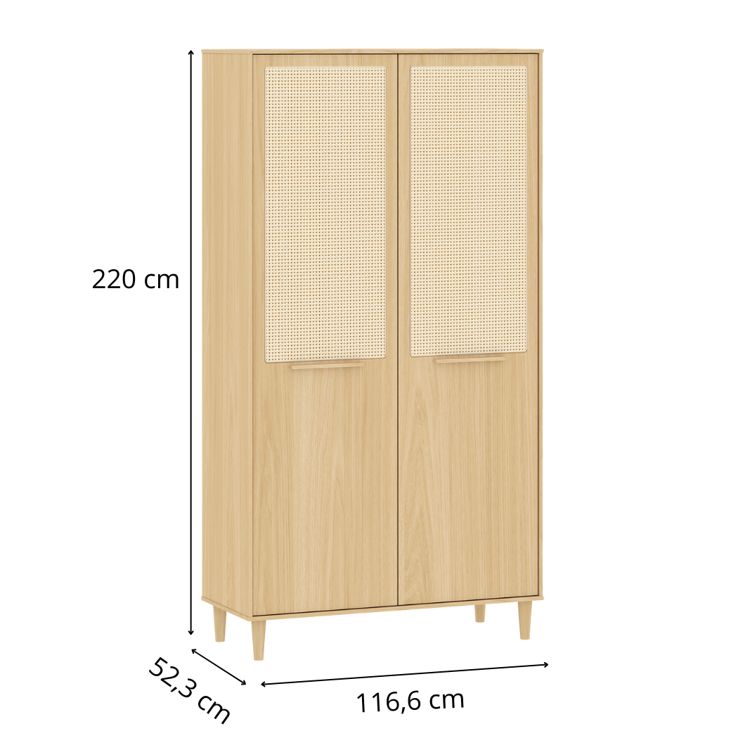 Guarda Roupa Infantil Paglia 2 Portas com Palhinha Natural – MDF e Madeira Pinus