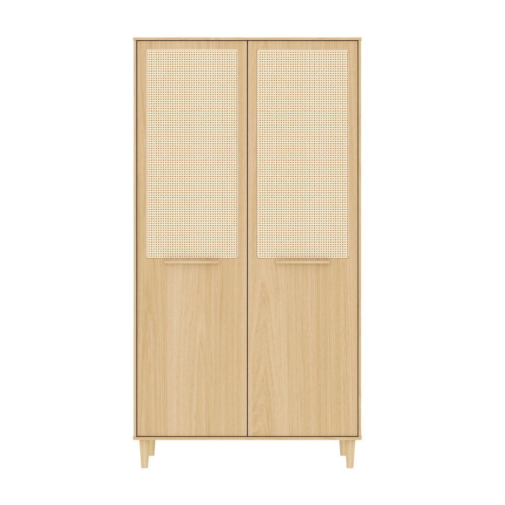 Guarda Roupa Infantil Paglia 2 Portas com Palhinha Natural – MDF e Madeira Pinus