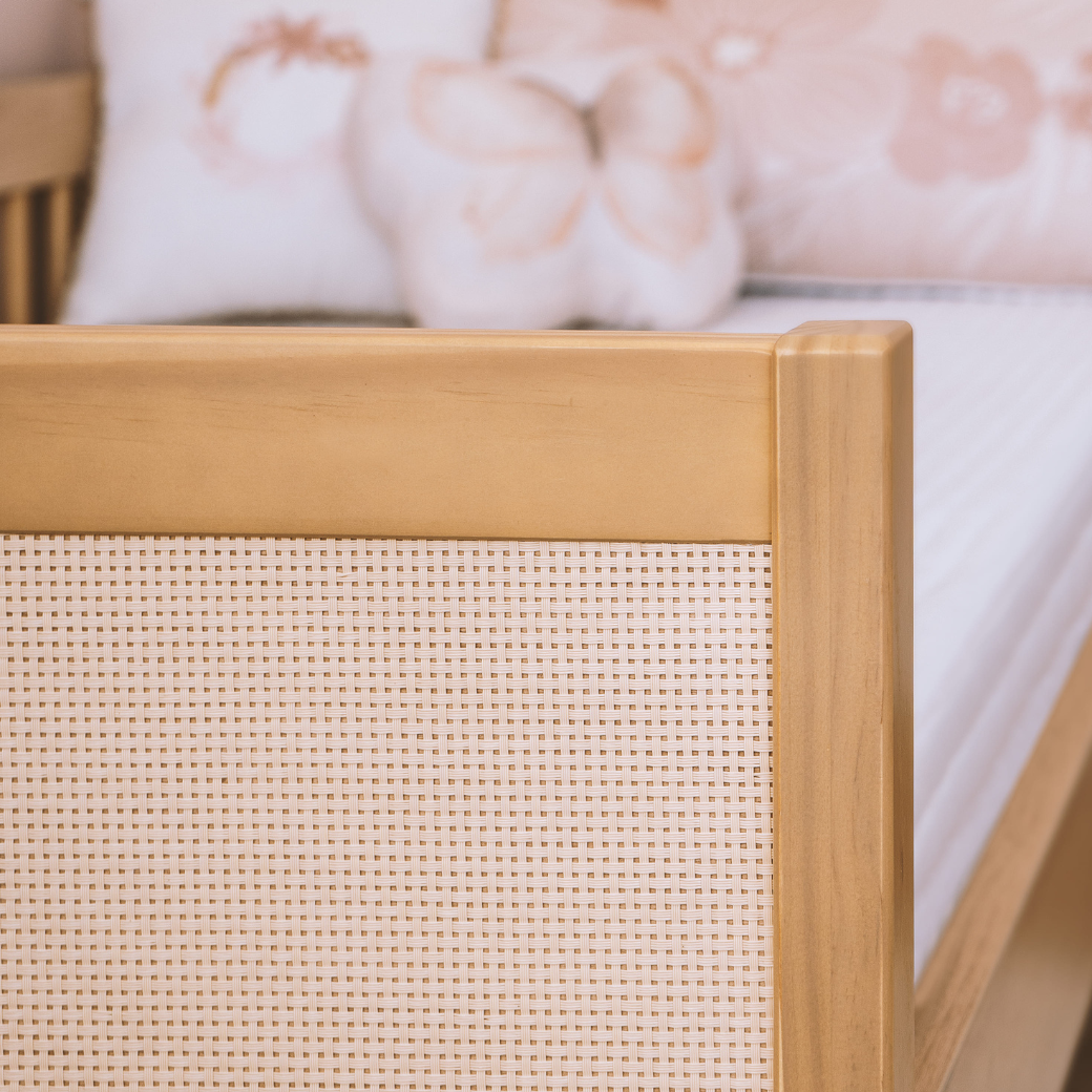 Bicama Infantil Paglia em MDF com Cabeceiras em Rattan – Carvalho Malva, Pés em Madeira