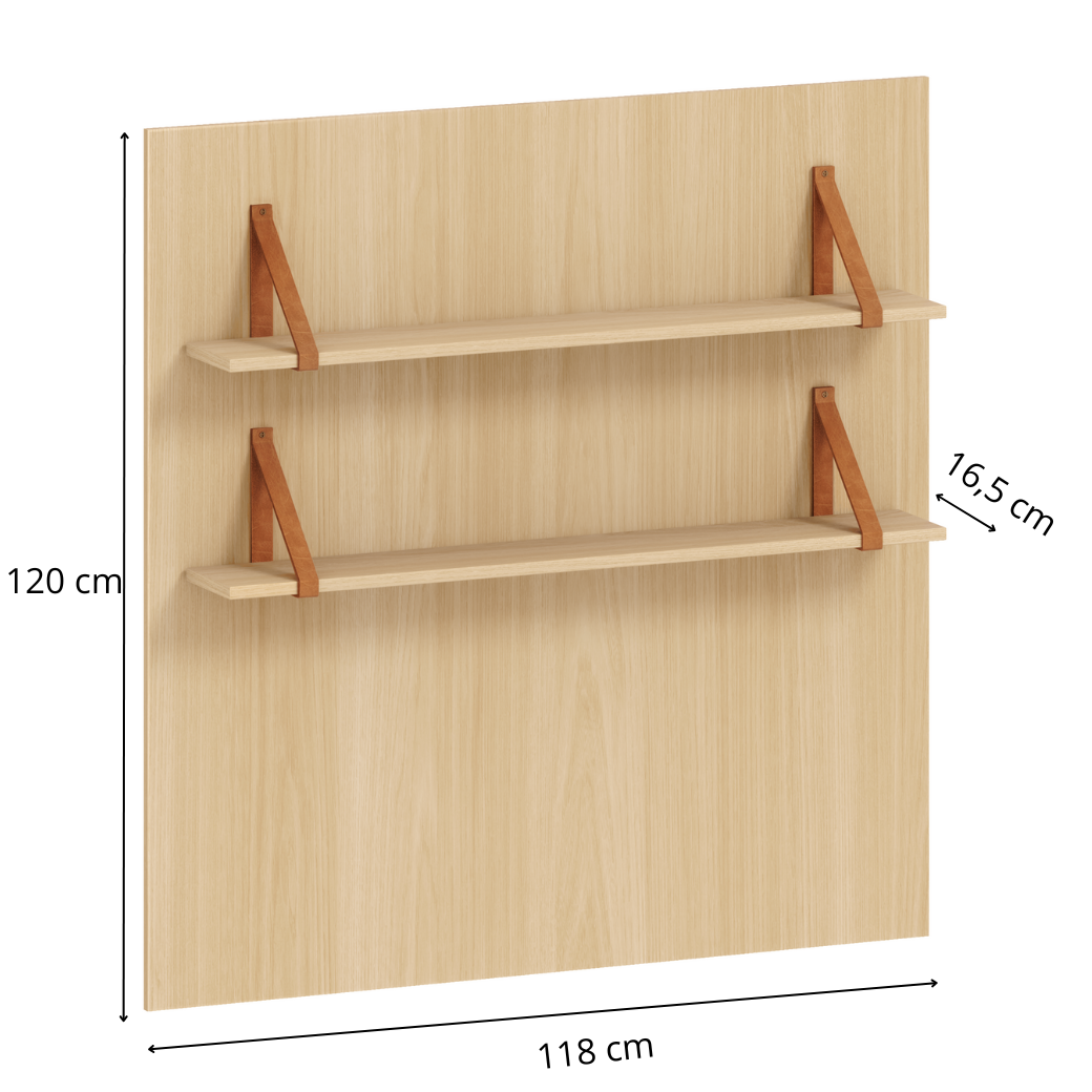 Painel com 2 Prateleiras de MDF Carvalho Malva Linha Tomi
