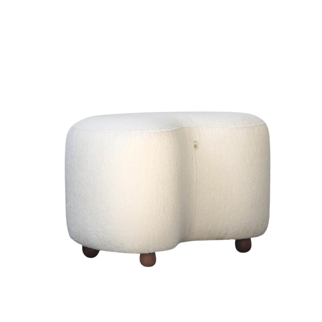 Poltrona Amamentação Balanço com Puff Curve Tecido Bouclé