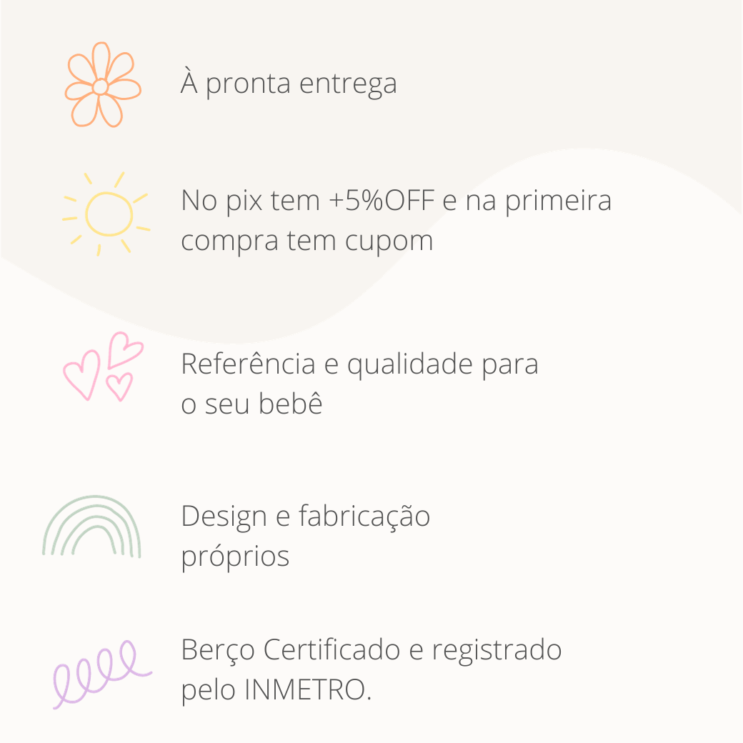 Berço Americano de Madeira Vira Caminha 2 em 1 Linha Kurve