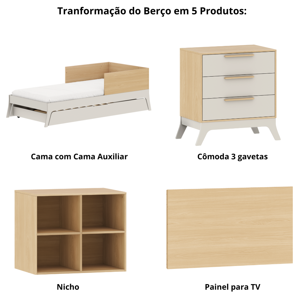 Berço Multifuncional 5 em 1 GrowUp