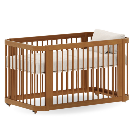 Berço Evolutivo de Madeira cor Nogueira Linha Cromo