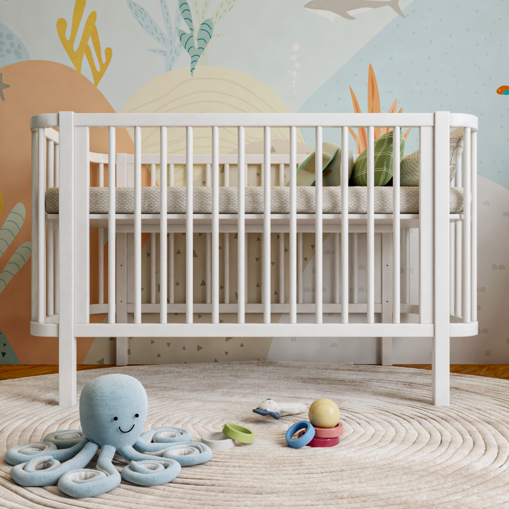 Berço Americano Branco para Quarto de Bebê vira Caminha Linha Kurve