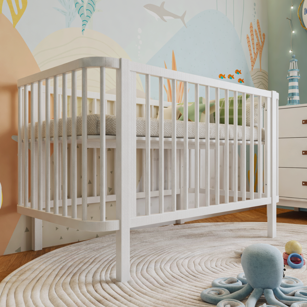 Berço Americano Branco para Quarto de Bebê vira Caminha Linha Kurve