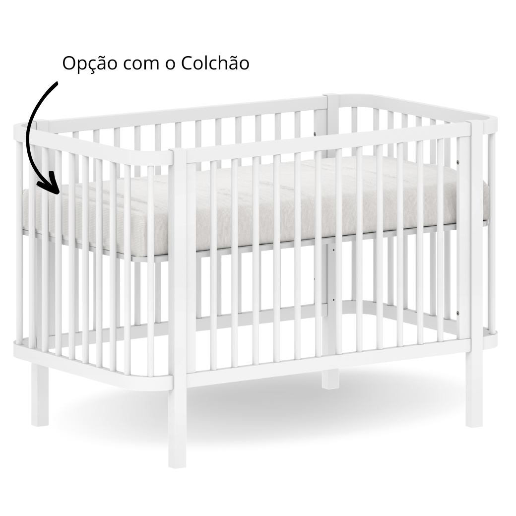 Berço Americano Branco para Quarto de Bebê vira Caminha Linha Kurve