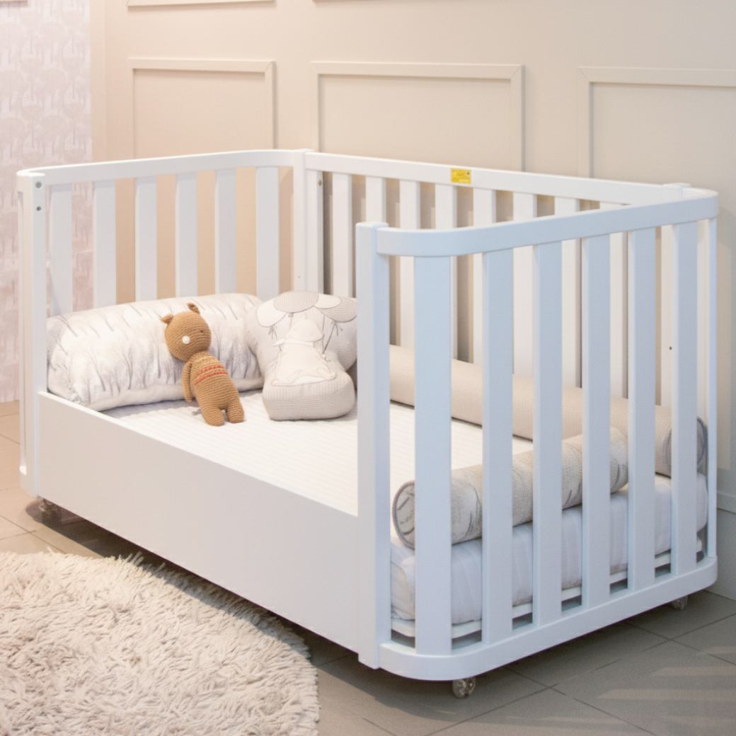 Berço Americano Branco para Bebê 2 em 1 Linha Loop