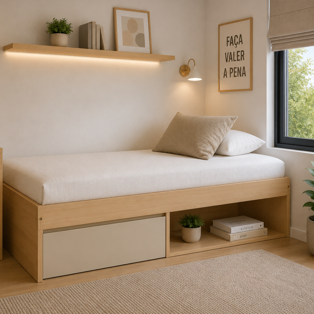 Cama Infantil com Gaveta e Nicho Multifuncional | Linha Play