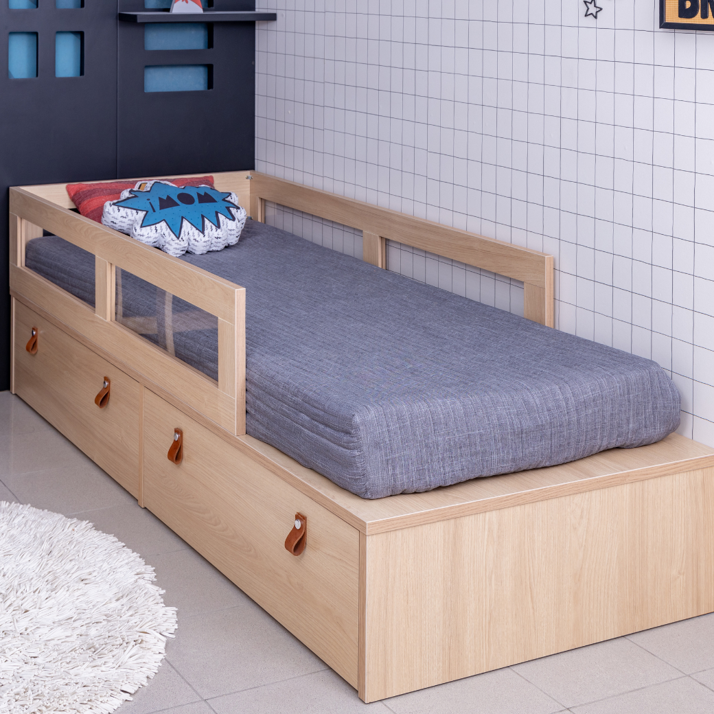 cama de criança com gavetas e design moderno