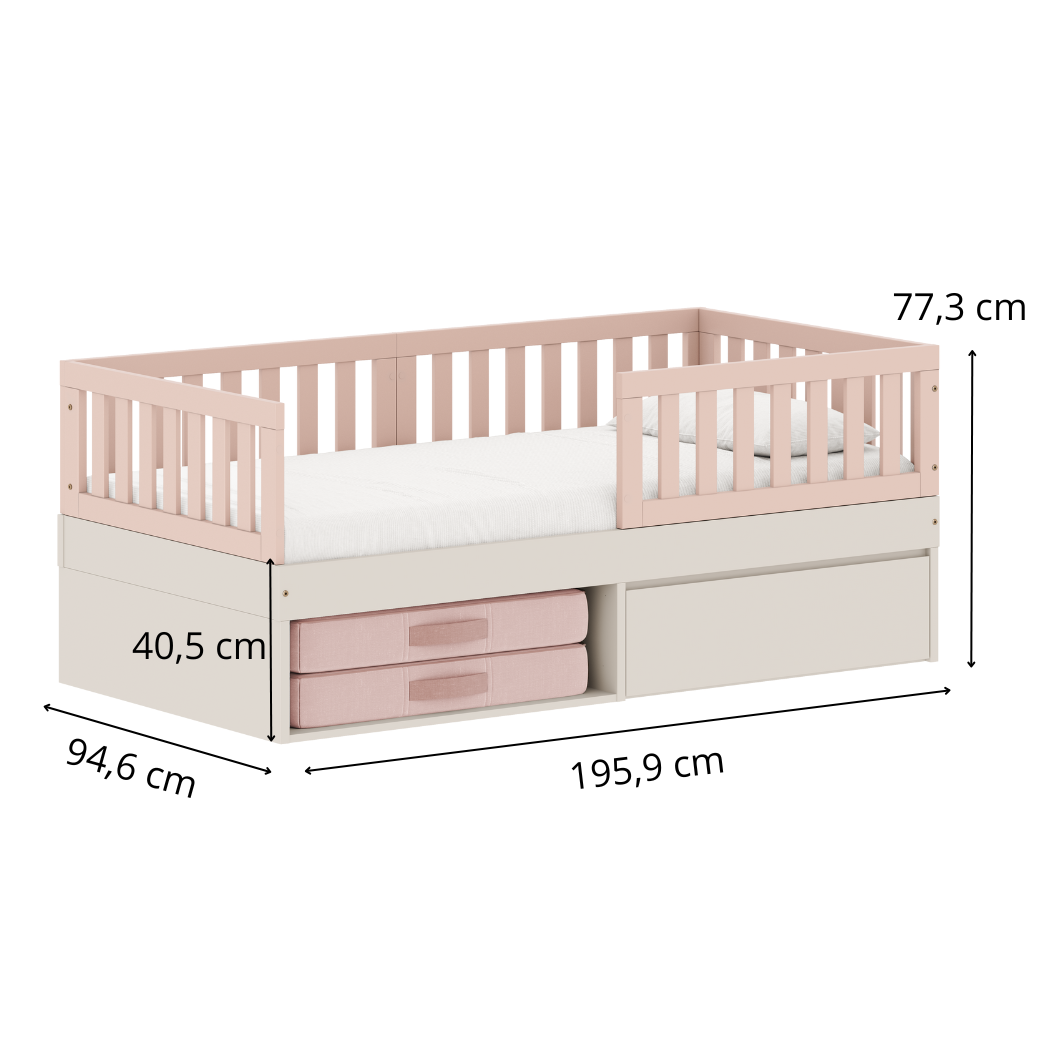 Cama Infantil com Grades de Proteção Areia com Rosa Play/Arcos