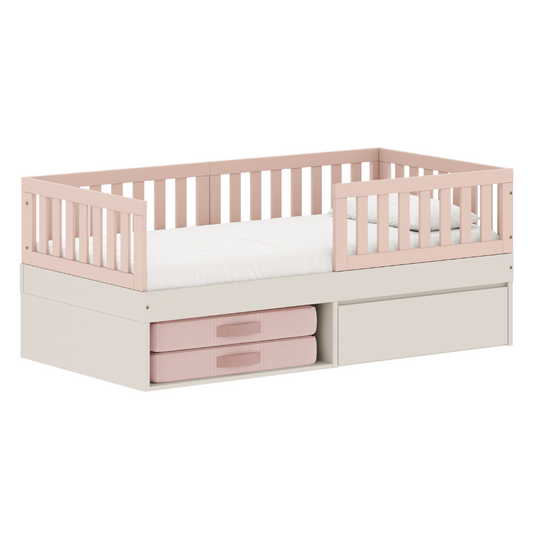 Cama Infantil com Grades de Proteção Areia com Rosa Play/Arcos