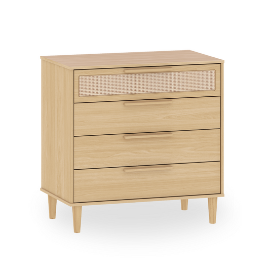 Cômoda 4 gavetas com tela de Rattan linha Paglia Pro