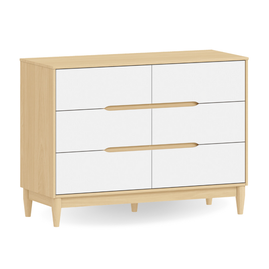 Cômoda para Quarto Infantil 6 gavetas Linha Tomi Branco com Carvalho