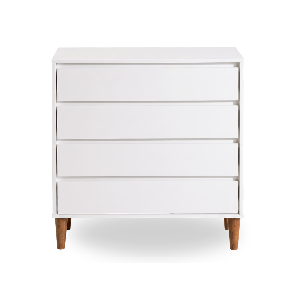 Cômoda Infantil 4 Gavetas Luny | Branco com Nogueira