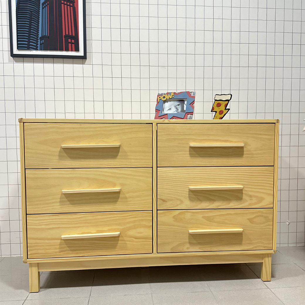 Cômoda Grande para Quarto Infantil de Madeira Carvalho Mel Linha Kurve