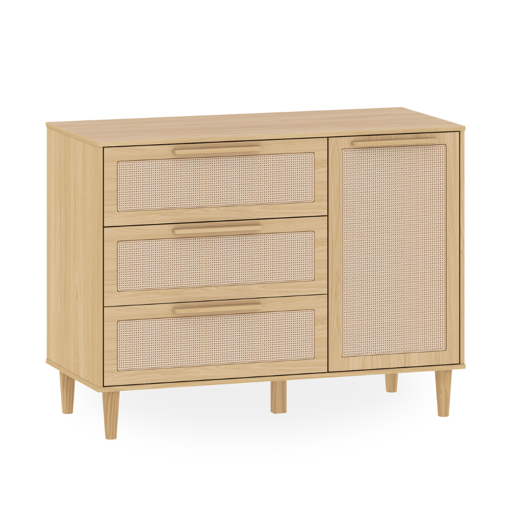 Cômoda de MDF com Detalhes em Rattan e Madeira – Linha Premium Paglia Pro